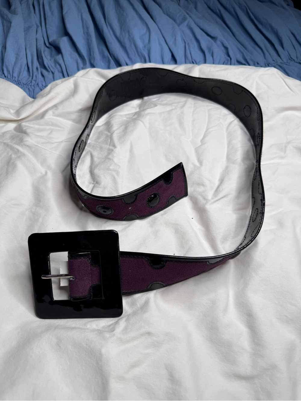 Vintage Betsy Johnson Polka Dot Purple Patent Belt Sz Medium